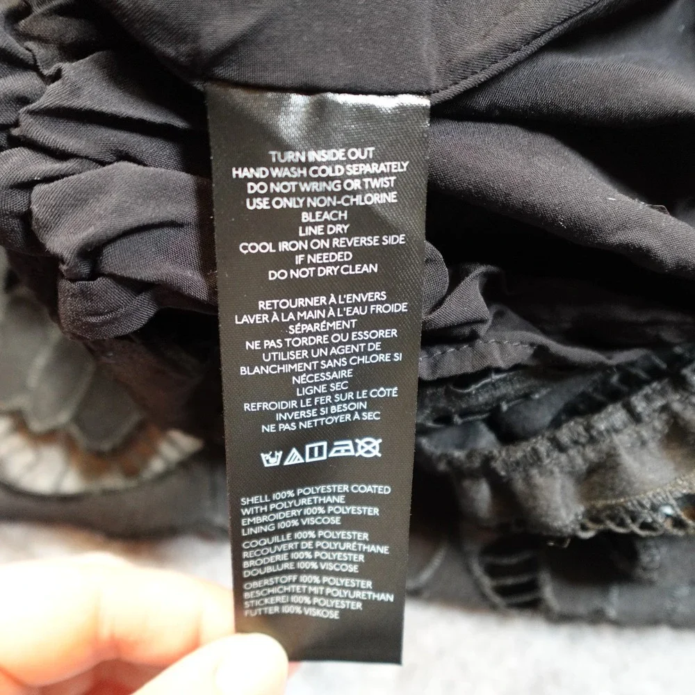 Anthropologie Dress Womens Small Somerset‎ Maxi Faux Leather Embroidered Black_4